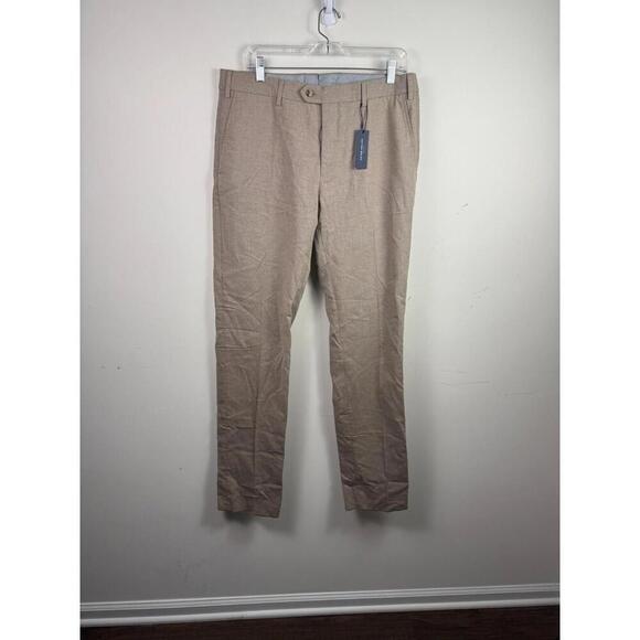 NWT* Peter Millar Collection Cotton Flannel Dress Pants Tan Unhemmed Size 34 - Picture 1 of 6
